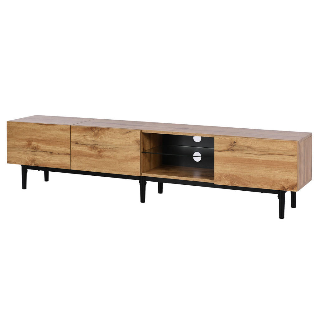 STILVORA TV STOLEK v dubové barvě s dřevěnou kresbou a LED osvětlením, 175×31×41 cm