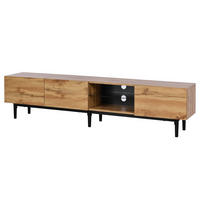 LOWBOARD in Eichefarben mit Holzmaserung und LED-Licht für Wohnzimmer, B175/T31/H41 cm - Eichefarben/Schwarz, Holzwerkstoff/Metall (175/41/31cm) - STILVORA