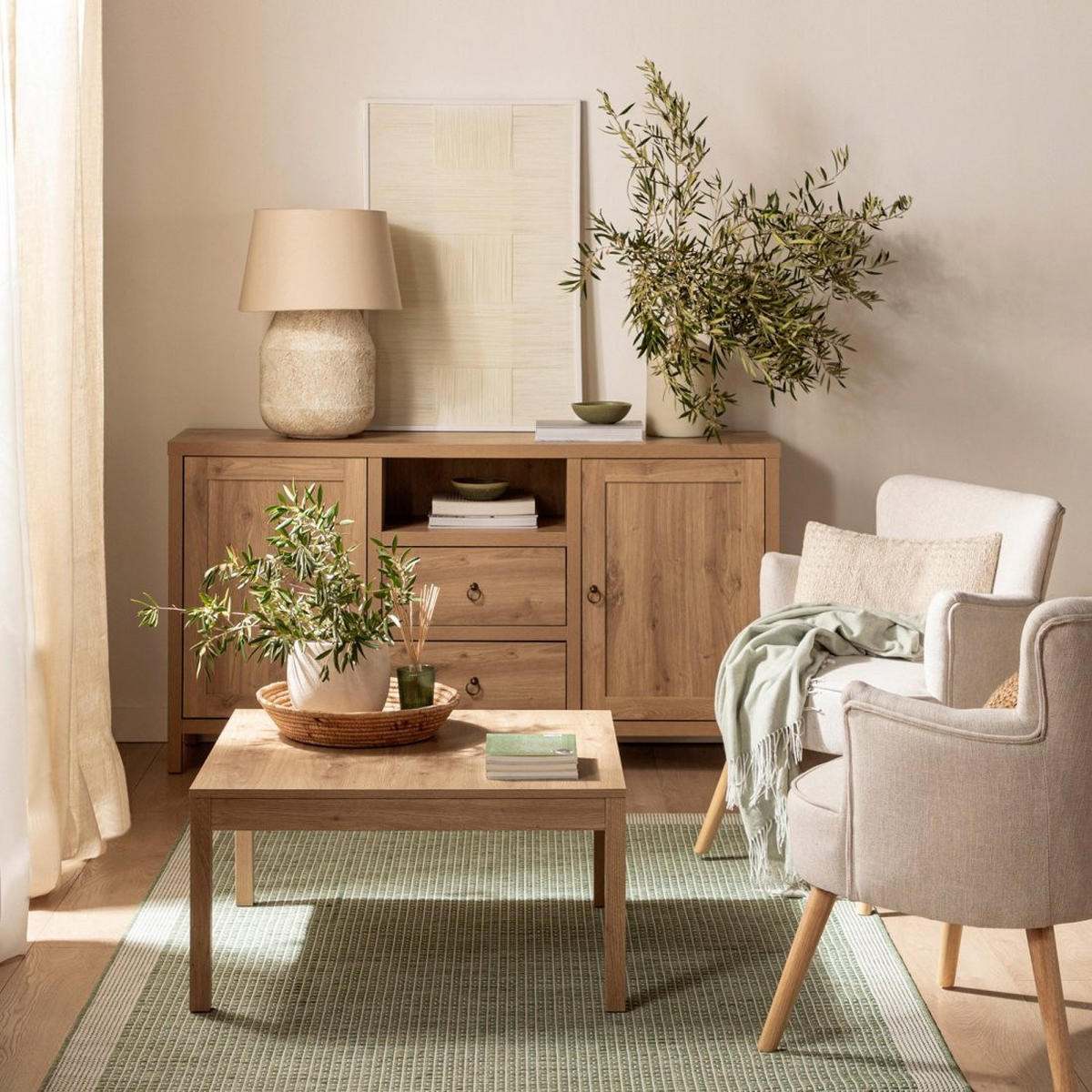 SIDEBOARD GROSSES Livorno Natürlich 160 cm x 85 cm - Naturfarben, Holzwerkstoff (160/85/40cm) - Klast Home