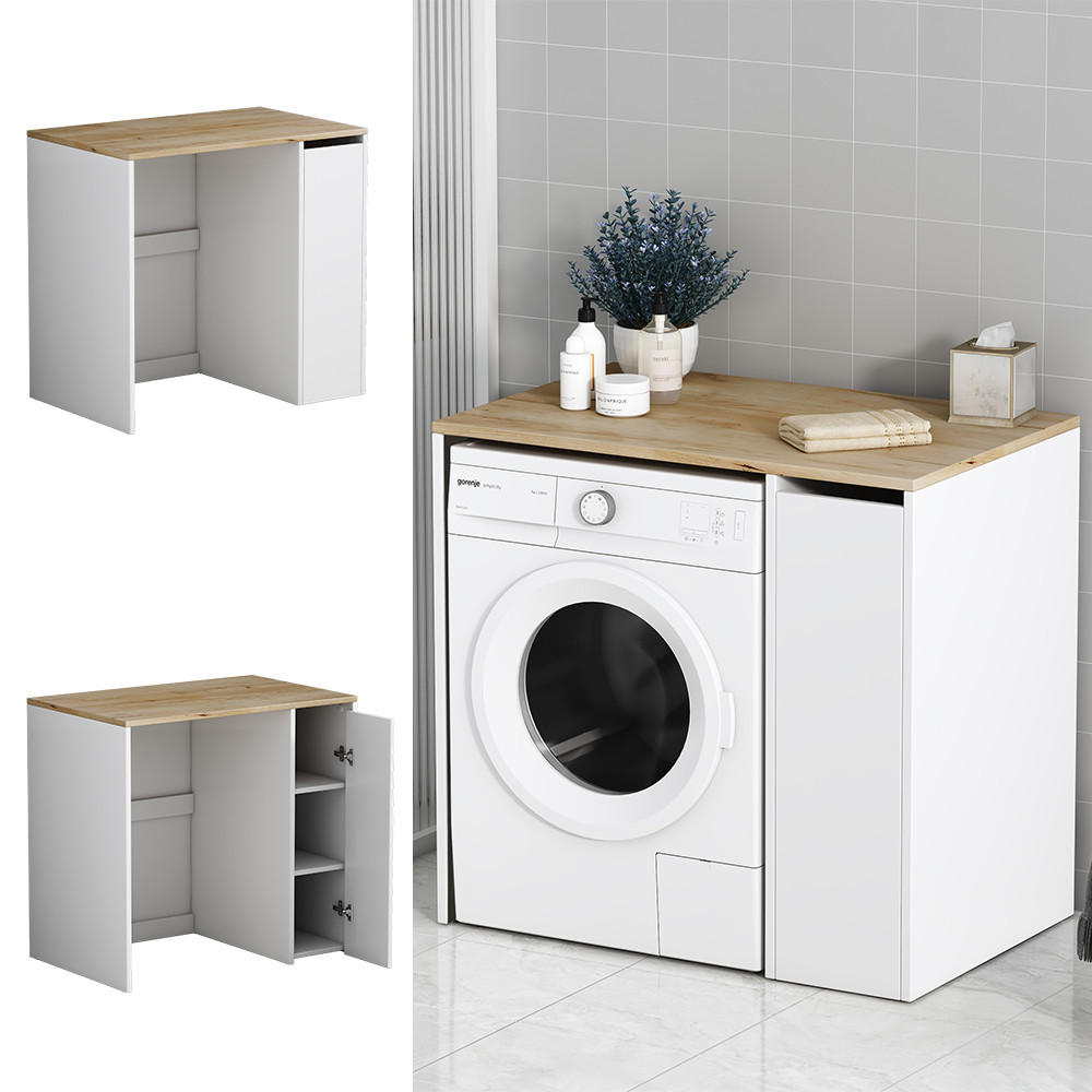 WASCHMASCHINENSCHRANK Viktor Weiß 93.5 x 88.5 cm mit 3 Fächer - Weiß, Holzwerkstoff (93.5/88.5/60cm) - Vicco