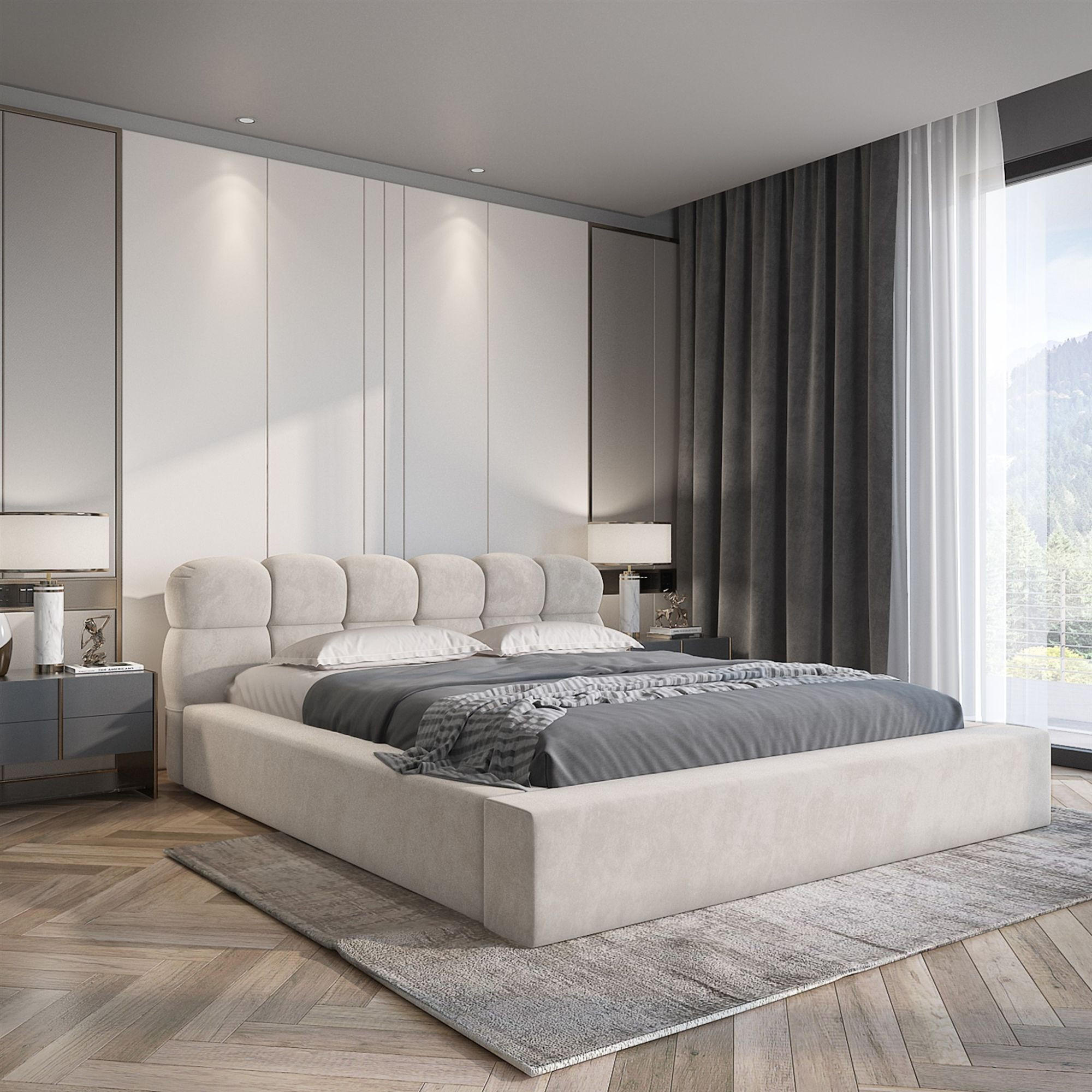 Thumbnail - Fun Möbel Polsterbett, Beige, Textil, 160x200 cm, Schlafzimmer, Betten, Polsterbetten