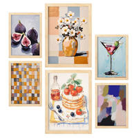 POSTER Set Mit 6 Pfannkuchen A3 & A4 Rahmen Aus Hellem Holz - Beige, Papier (29/3cm) - Nacnic