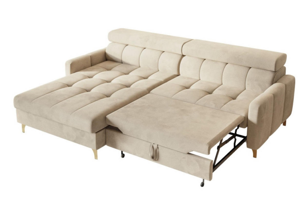 ECKSOFA Creme BAMBINO Mit Verstellbaren Kopfstützen Links - Beige/Creme, Textil (223/174cm) - Sepro Meble