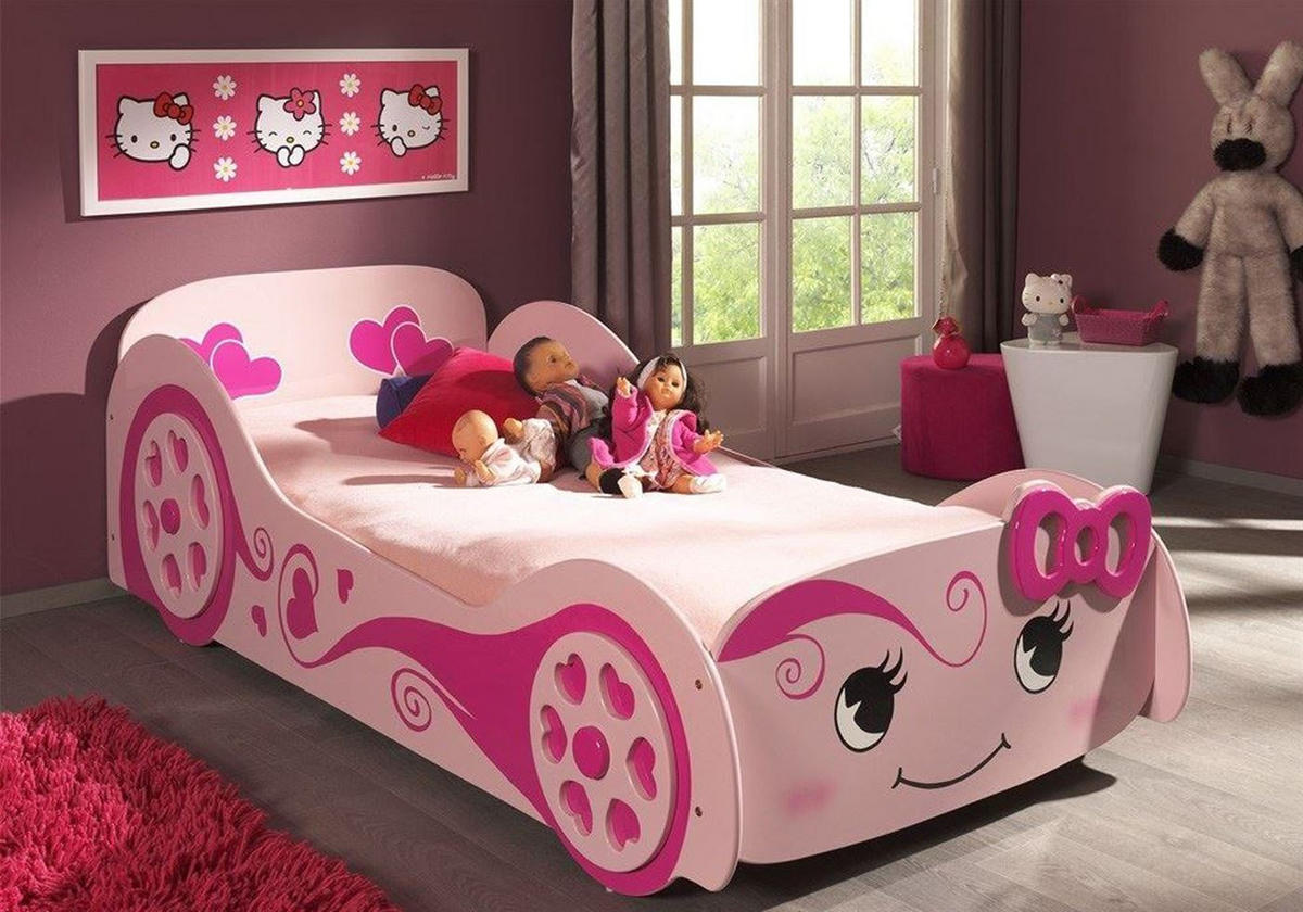 AUTOBETT Kalotina 213x68x101 aus MDF in Rosa - Rosa, Holzwerkstoff (90/200cm) - 58aufmkessel