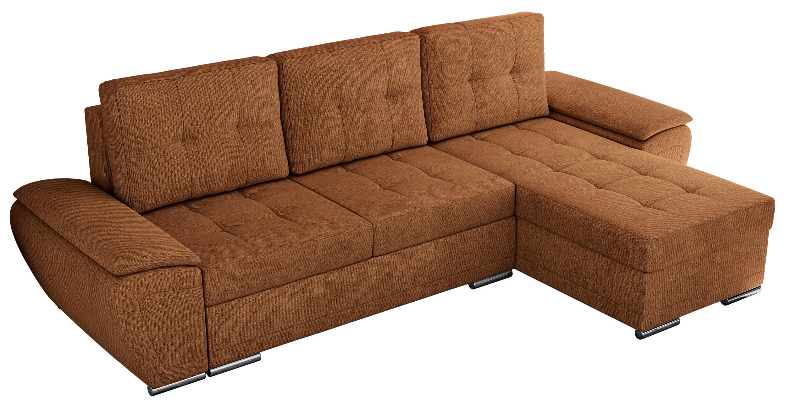 ECKSOFA UMBRIA L Orange Stukture - Orange/Grau, Textil (271/157cm) - MKS