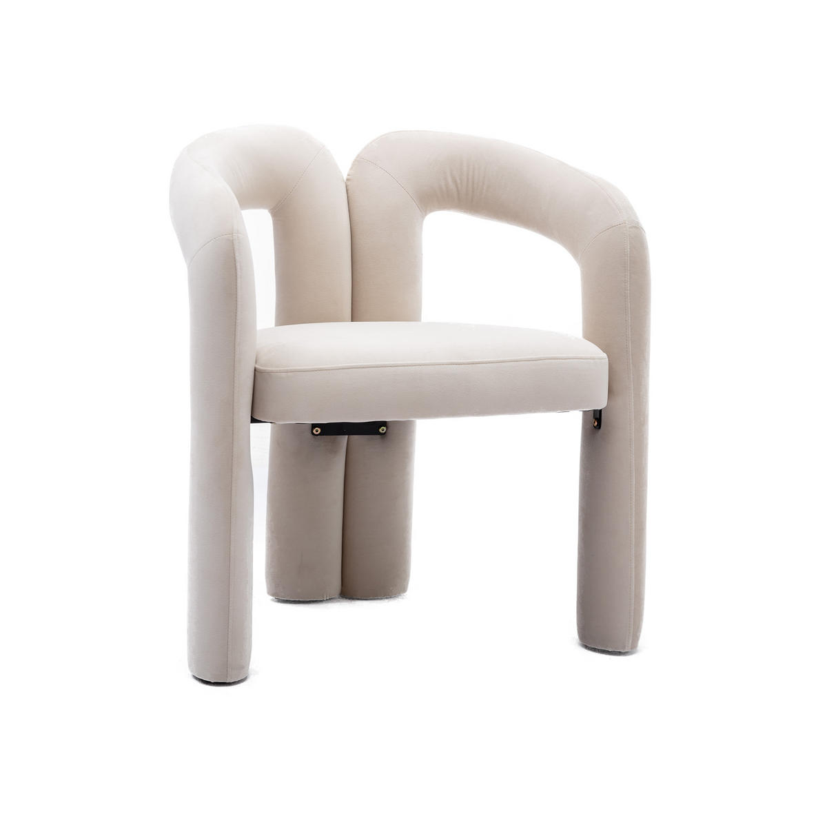 STUHL-SET 2 Stück Samt-Design mit Elefantenfüßen, DE-42220, Beige - Beige, Holzwerkstoff (50.5/71/64cm) - ComfortXL