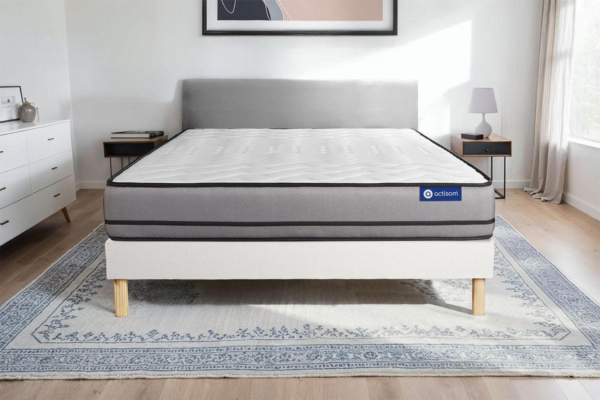 BETT Actimemo night Memory-Schaum 90 x 200 cm h4 - Kit Bettgestell Weiß - Beige/Weiß, Karton/Holz (90/200cm) - ACTISOM