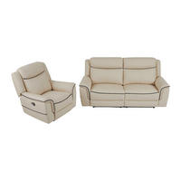 SOFAGARNITUR mit Relaxfunktion - 4 -Sitzer - Leder - beige - ADELIO - Beige, Leder (210/102/95cm) - Vente-Unique