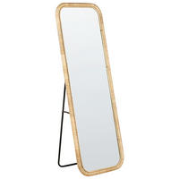 OGLINDĂ PE SUPORT 150 cm ratan culoare naturală Malange - culoare naturală/negru, materiale naturale (50/150/3cm) - Beliani