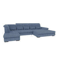 WOHNLANDSCHAFT Toscana Strukturstoff inkl. Schlaffunktion - Blau, Textil (358/87/208cm) - 99rooms