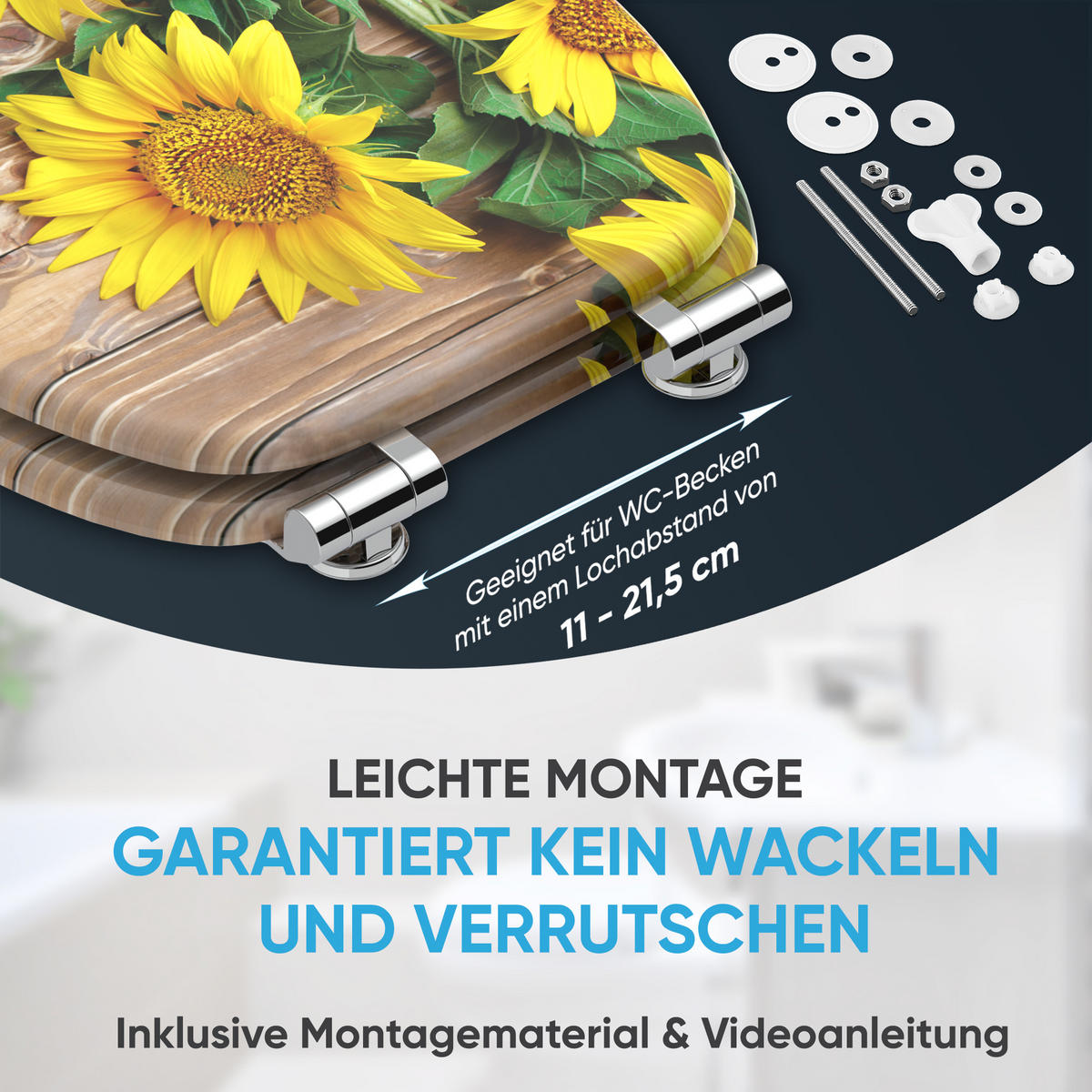 WC Sitz mit Absenkautomatik Sunflower - Gelb, Holzwerkstoff (38/6/47cm) - Sanilo