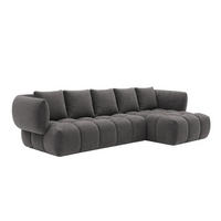 ECKSOFA L-Form, Veloursstoff Bluvel, Aschgrau, Rechts, SEVIO L - Grau, Holz (242/175cm) - Kaiser Möbel