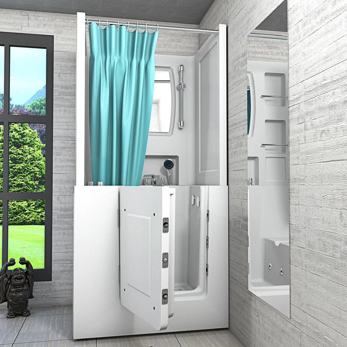 DUSCHE Whirlpool mit Tür S02D-WP-TH-C-L - Weiß, Glas/Kunststoff (100/78/205cm) - AcquaVapore by Sandra Jentho