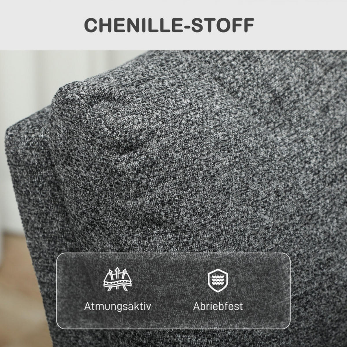 RELAXSESSEL Chenille-Stoff Polyester mit 145° verstellbarer Rückenlehne 63/91/98 cm Dunkelgrau - Dunkelgrau, Textil (63/98/91cm) - Redom