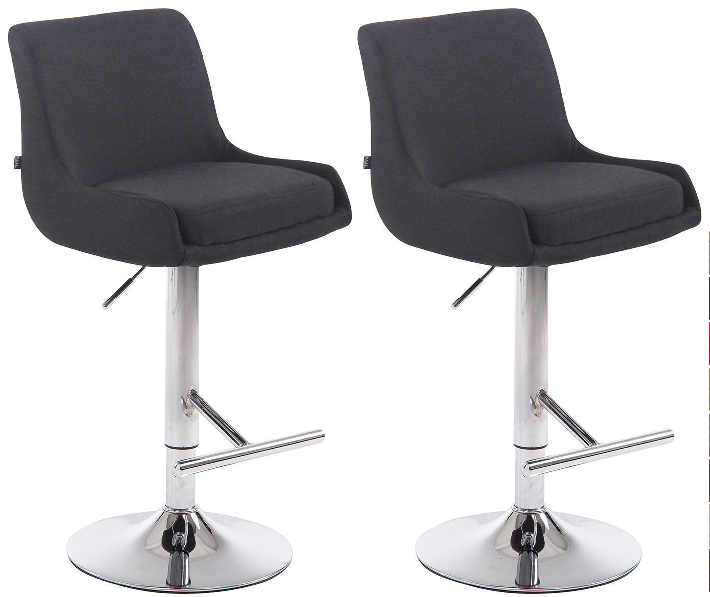 BARHOCKER 2er Set Stoff schwarz - Chromfarben/Schwarz, Textil/Metall (43/90/50cm) - CLP