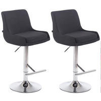 BARHOCKER 2er Set Stoff schwarz - Chromfarben/Schwarz, Textil/Metall (43/90/50cm) - CLP