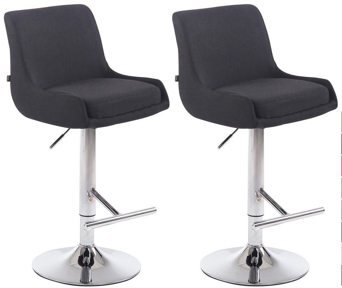 BARHOCKER 2er Set Stoff schwarz - Chromfarben/Schwarz, Textil/Metall (43/90/50cm) - CLP