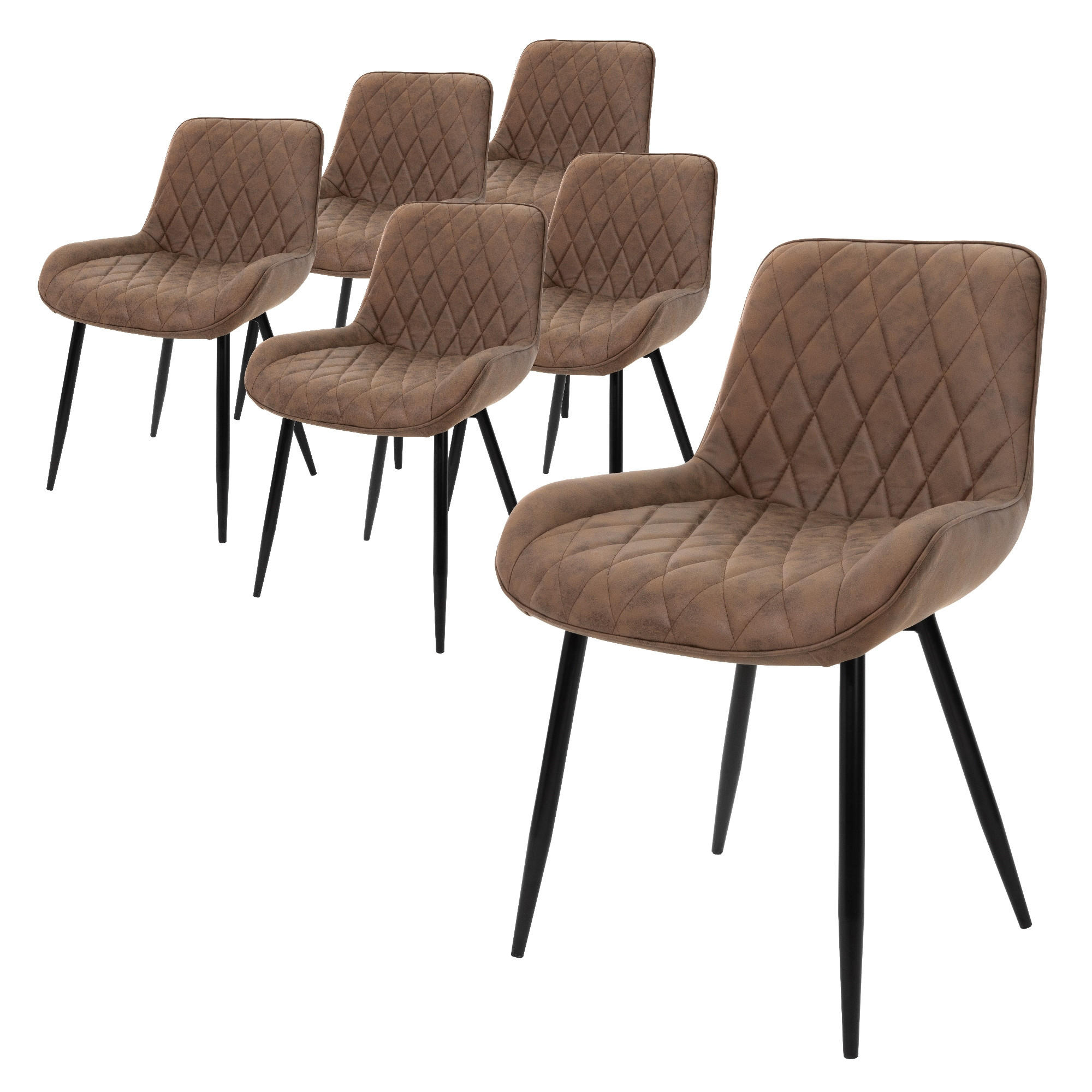 ML-DESIGN JÍDELNÍ ŽIDLE, sada 6 ks, hnědá, umělá kůže