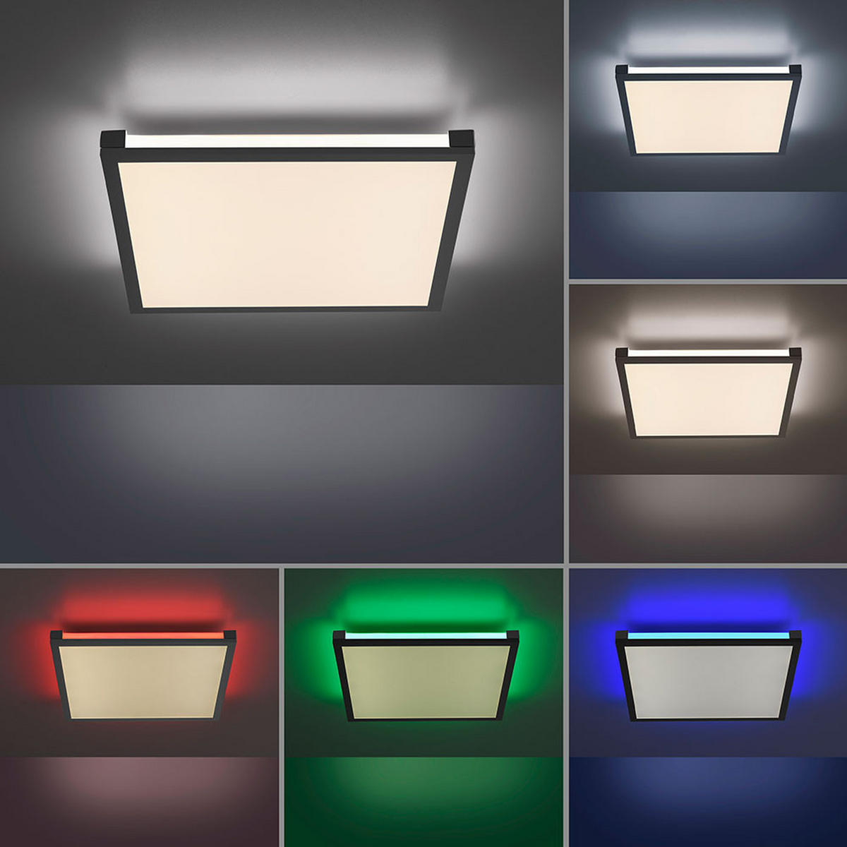 LED DECKENLEUCHTE Aufbau Schwarz Matt - Schwarz, Kunststoff (45/45/7.1cm)