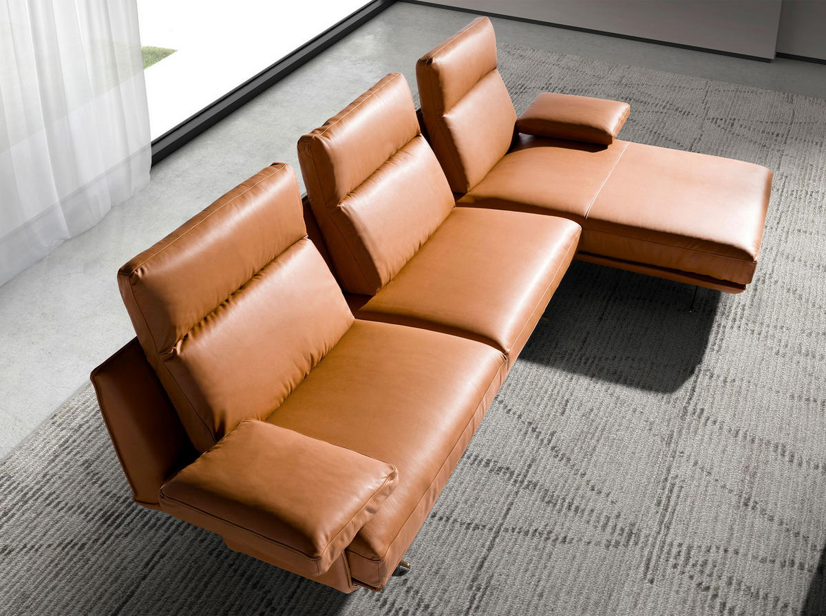 ECKSOFA Rechtes Chaiselongue-Sofa aus braunem Terrakotta-Leder 333/169/102 cm - Terracotta, Leder (333/169cm) - ANGEL CERDA