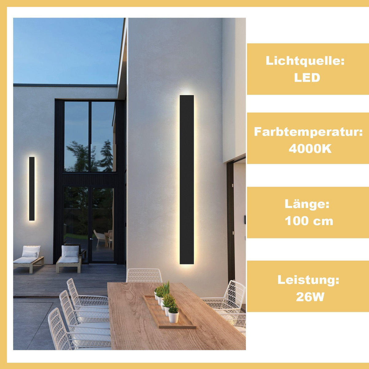 LED WANDLEUCHTE Christine - Schwarz, Metall (100/8/4cm) - Nettlife