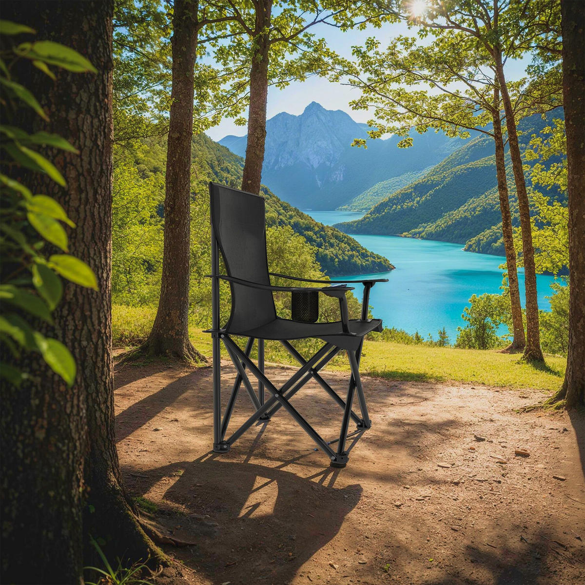 CAMPINGSTUHL 2er Set Gil, 80 x 48 x 84,5 cm, schwarz - Schwarz, Metall (48/84.5/80cm) - tectake