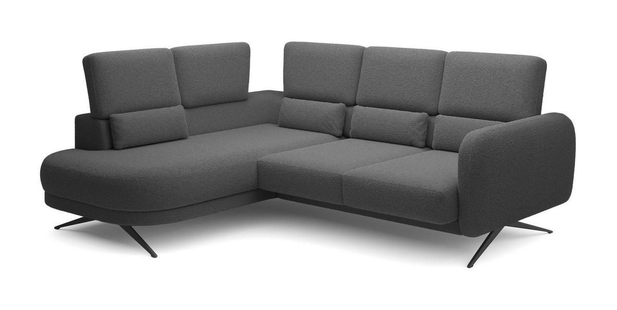 ECKSOFA ILUSIO L 250x205cm, Schlaffunktion, Dunkelgrau, Links - Dunkelgrau, Holz/Textil (205/248cm) - DomoHome