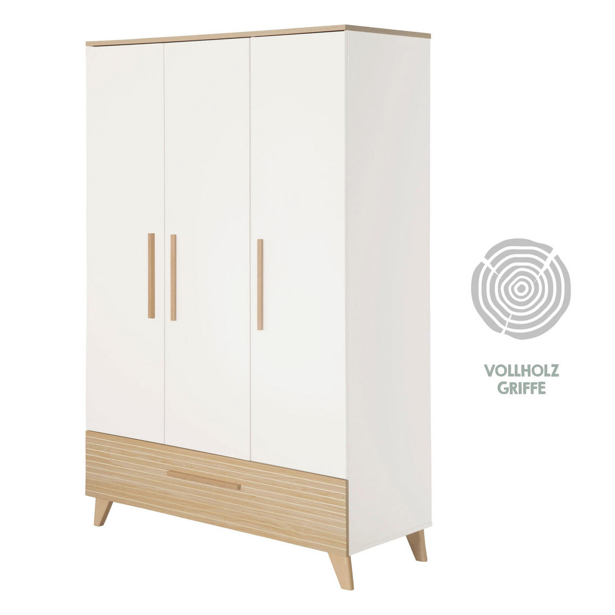 KINDERKLEIDERSCHRANK Theo - Eichefarben/Weiß, Holz/Holzwerkstoff (118/190/52cm) - Roba