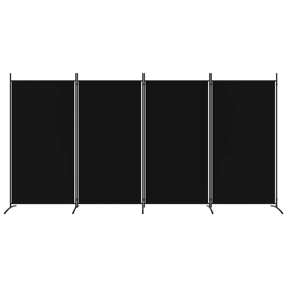 PARAVENT 4-teilig Schwarz 346/180 Cm Stoff - Schwarz, Textil (346/180/0.1cm) - vidaXL