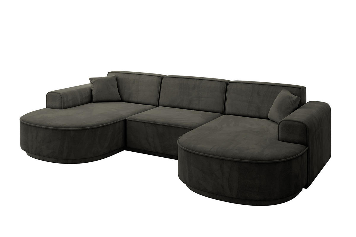 WOHNLANDSCHAFT MARI-U1-v3 - 303x171x83 cm Schwarz Velours - Schwarz, Holzwerkstoff/Kunststoff (303/83/171cm) - ALTDECOR