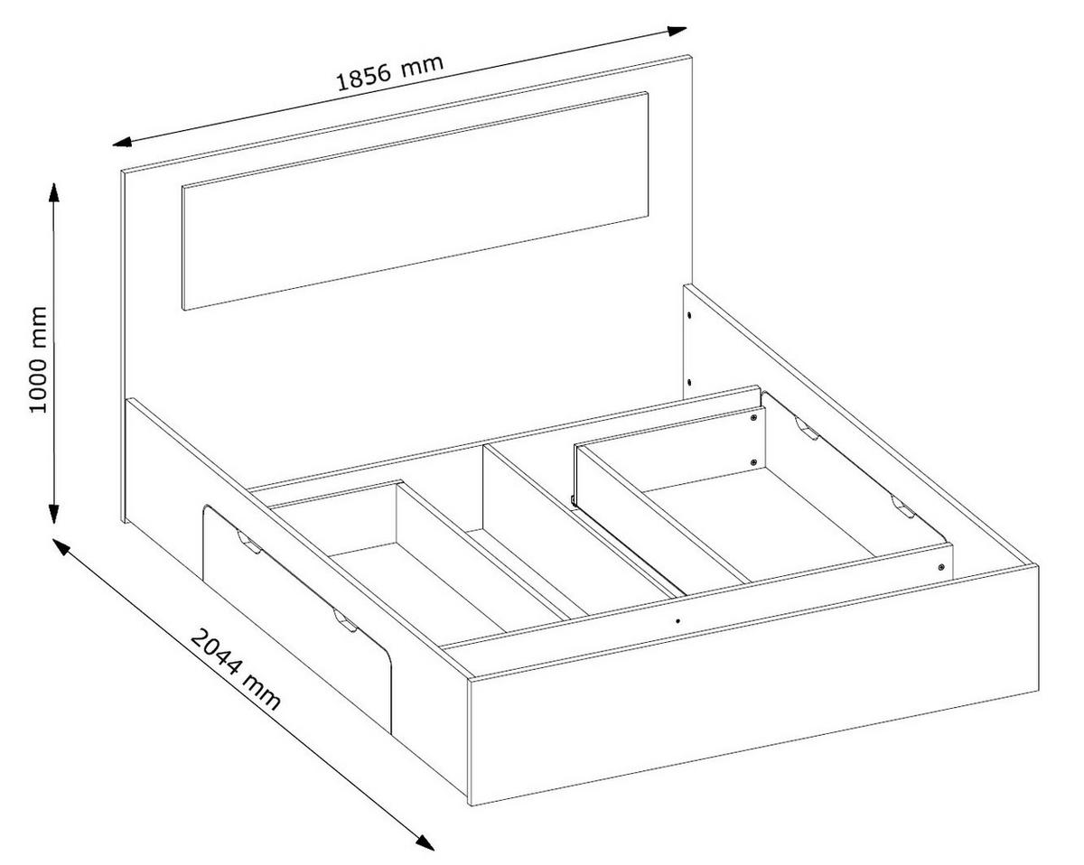 DOPPELBETT Fino weiß 185,6 / 204,4 / 100cm - Weiß, Holz/Holzwerkstoff (180/200cm) - Feldmann-Wohnen