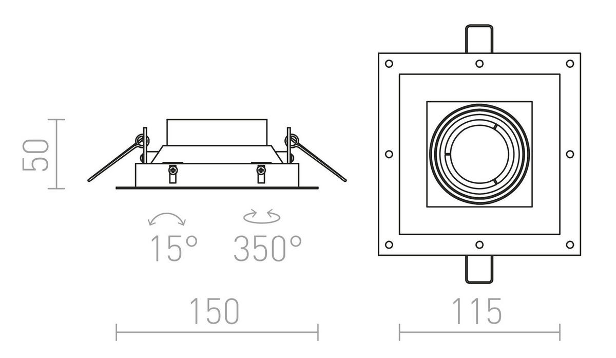 EINBAULEUCHTE IPSO SQ Weiß 8 W - Weiß, Metall (9/9/12cm) - Rendl