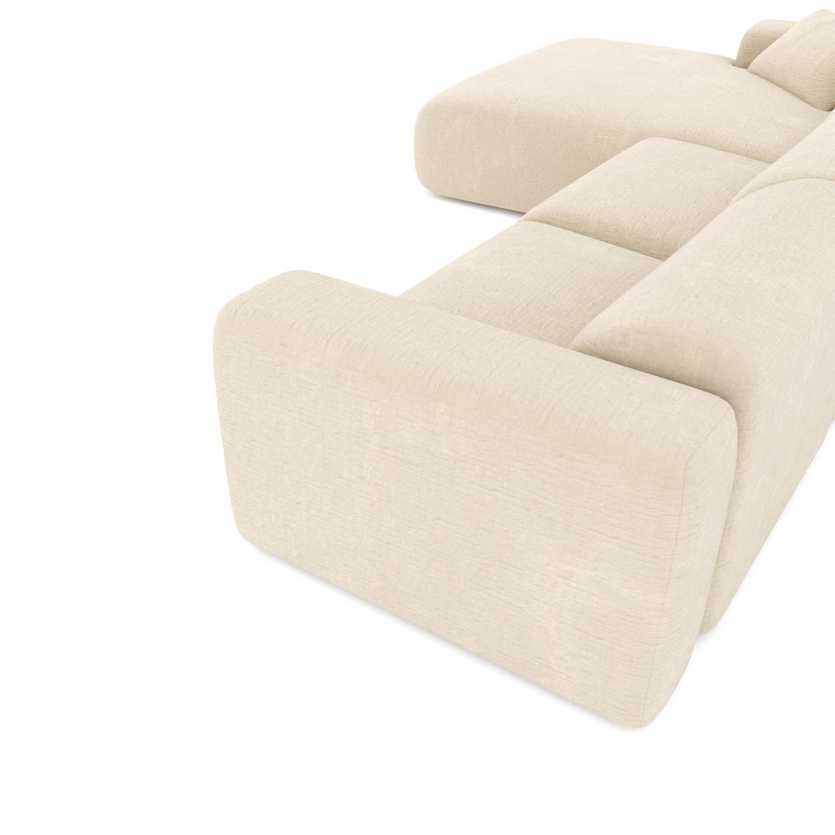 ECKSOFA LINKS Texturierter Samt Creme 280cm - Creme, Textil (95/280cm) - Sia Home