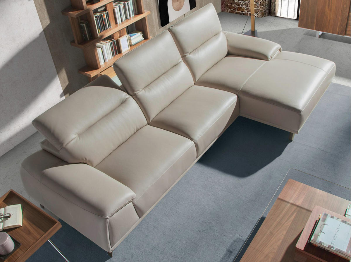 ECKSOFA Rechtes Chaiselongue-Sofa in Leder taupe grau 316/176/102 cm - Dunkelgrau, Leder (316/176cm) - ANGEL CERDA