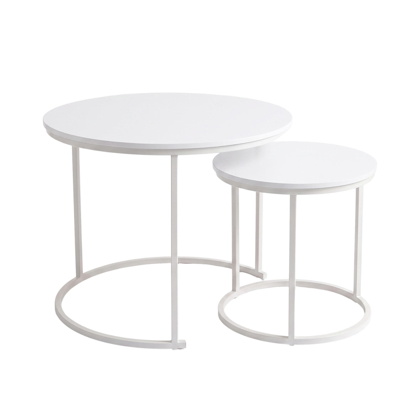 COUCHTISCH 2er-Set rund Weiß - Weiß, Metall (60/60/50cm) - SCENA LIVING