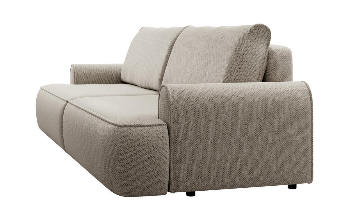 BETTSOFA MARE Beige Plüsch-Stoff mit Schlaffunktion - Beige, Textil (102/85/250cm) - MASSENO