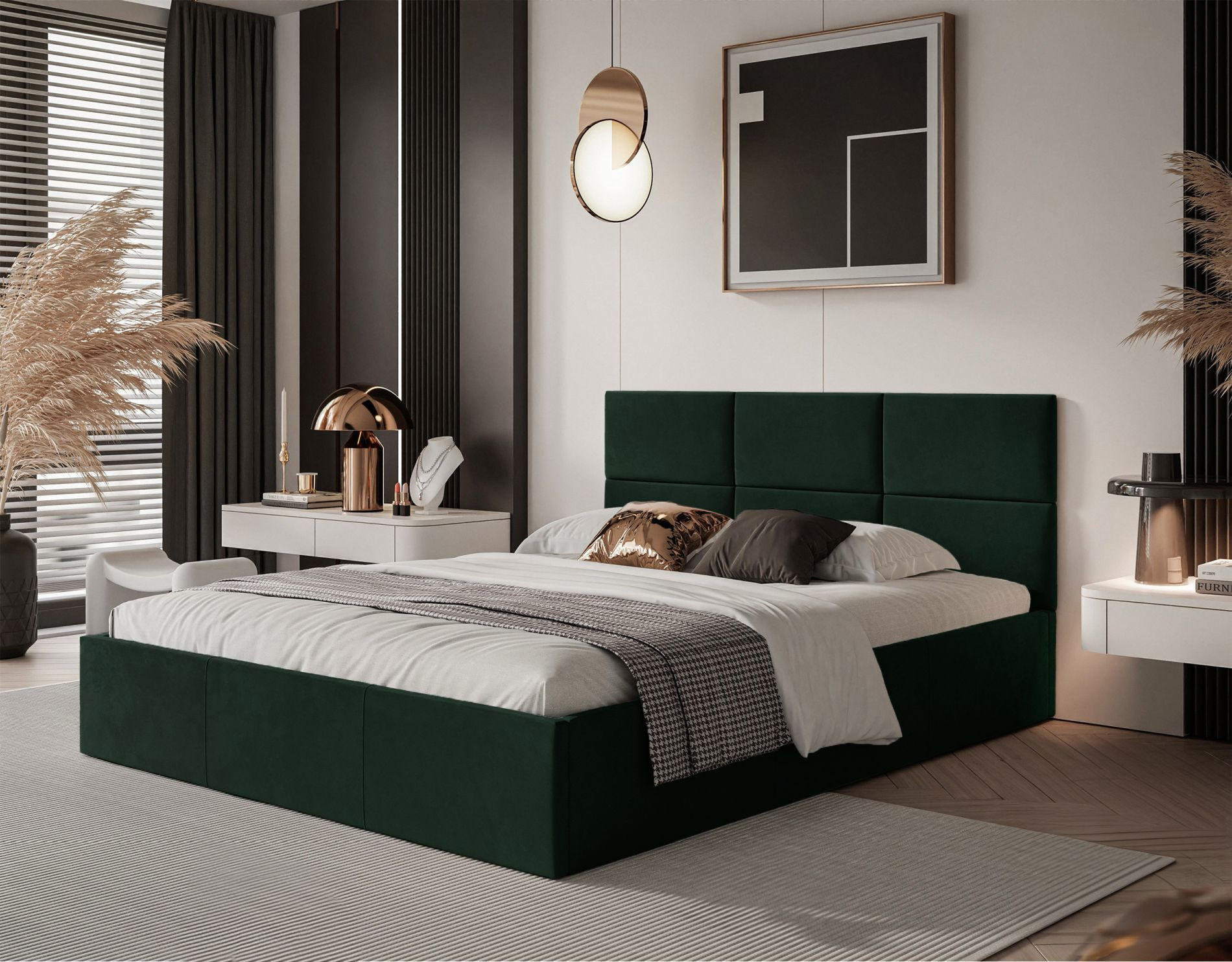 Thumbnail - Selsey Polsterbett, Dunkelgrün, Textil, 2-Sitzer, 180x200 cm, Schlafzimmer, Betten, Polsterbetten