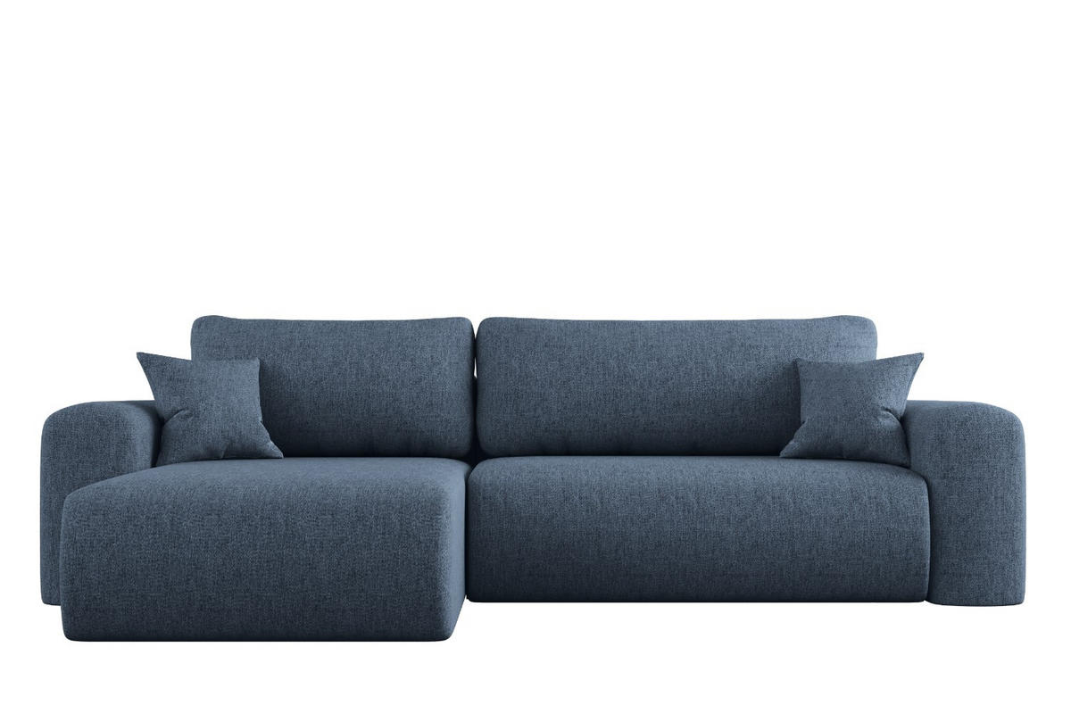 ECKSOFA Mit Schlaffunktion Und Bettkasten L-förmiges Sofa Capri Stoff Verita Links Marineblau - Blau, Holz (145/272cm) - Kaiser Möbel
