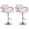 BARHOCKER Dubai, 2er Set, Gestell Metall in Chromoptik, Stoff Beige - Chromfarben/Creme, Textil/Metall (52/100/55cm) - TPFLiving