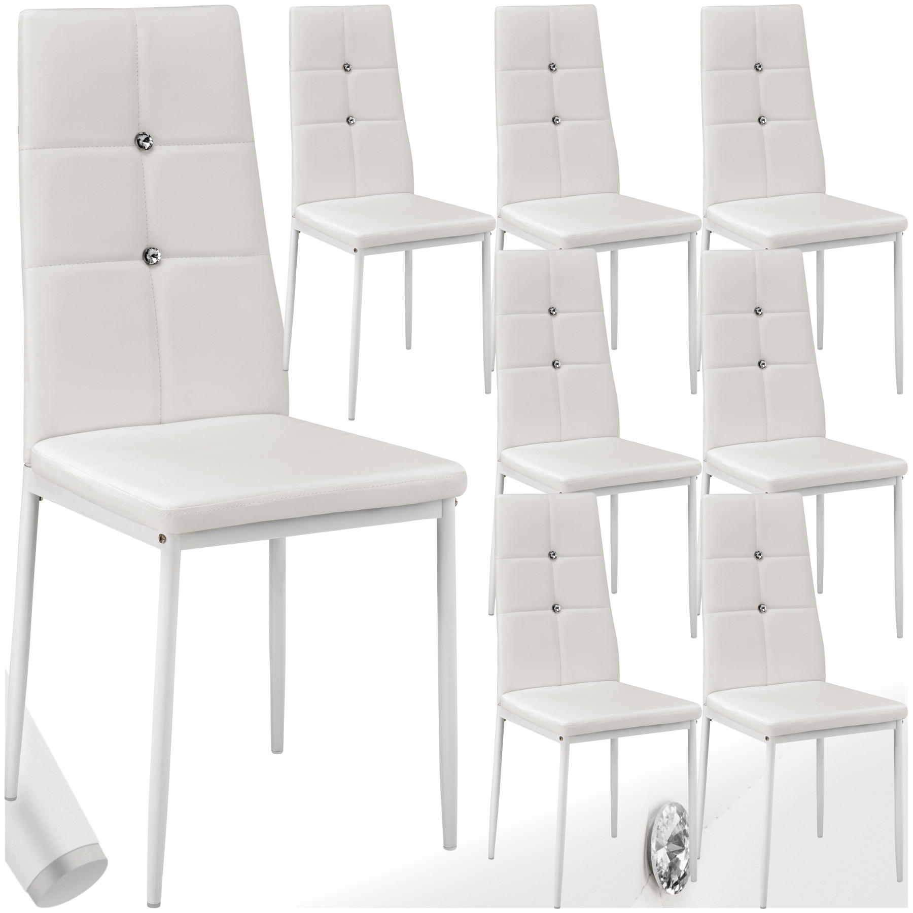 ESSZIMMERSTUHL 8er Set Julien 40 x 42 x 97 cm weiß - Weiß, Textil (42/97/40cm) - tectake