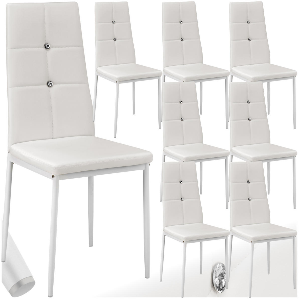 ESSZIMMERSTUHL 8er Set Julien 40 x 42 x 97 cm weiß - Weiß, Textil (42/97/40cm) - tectake