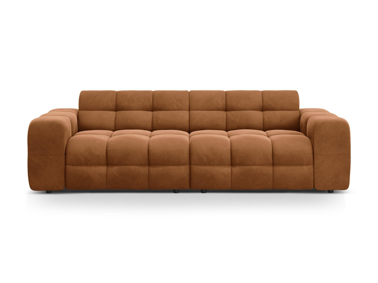 SOFA Kendal aus Samt kamel 4 Sitzplätze - Hellbraun, Textil (255/79/103cm) - Micadoni