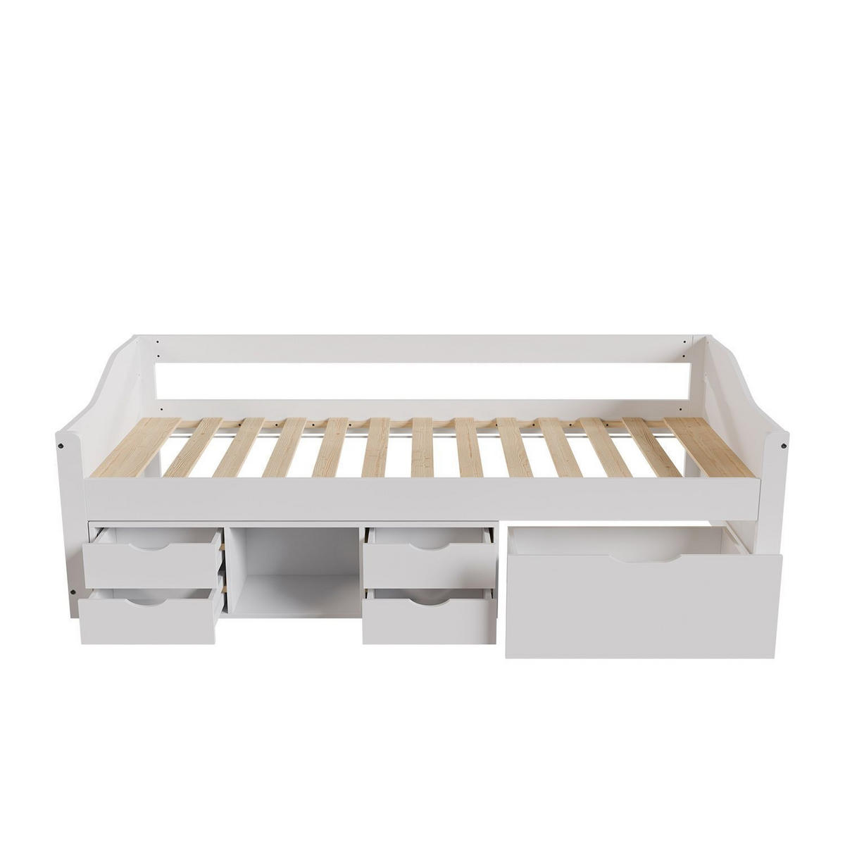 KINDER-FUNKTIONSBETT Nalu mit Matratze weiß 90x200 cm - Weiß, Holz (90/200cm) - Juskys