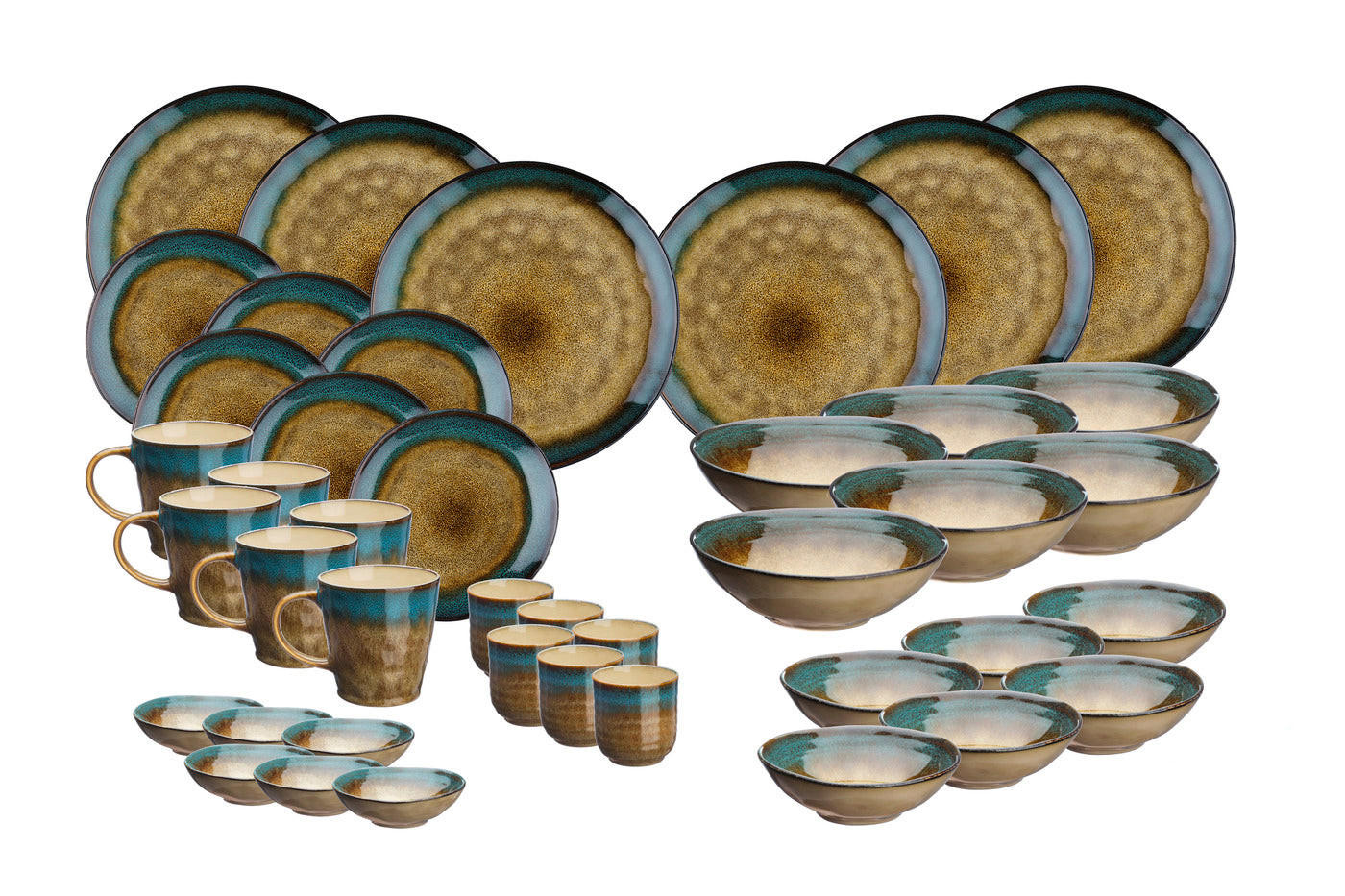 KOMPLETTSERVICE Island - 42er-Set - Land & sea - Braun, Keramik (1/1/1cm) - Björn