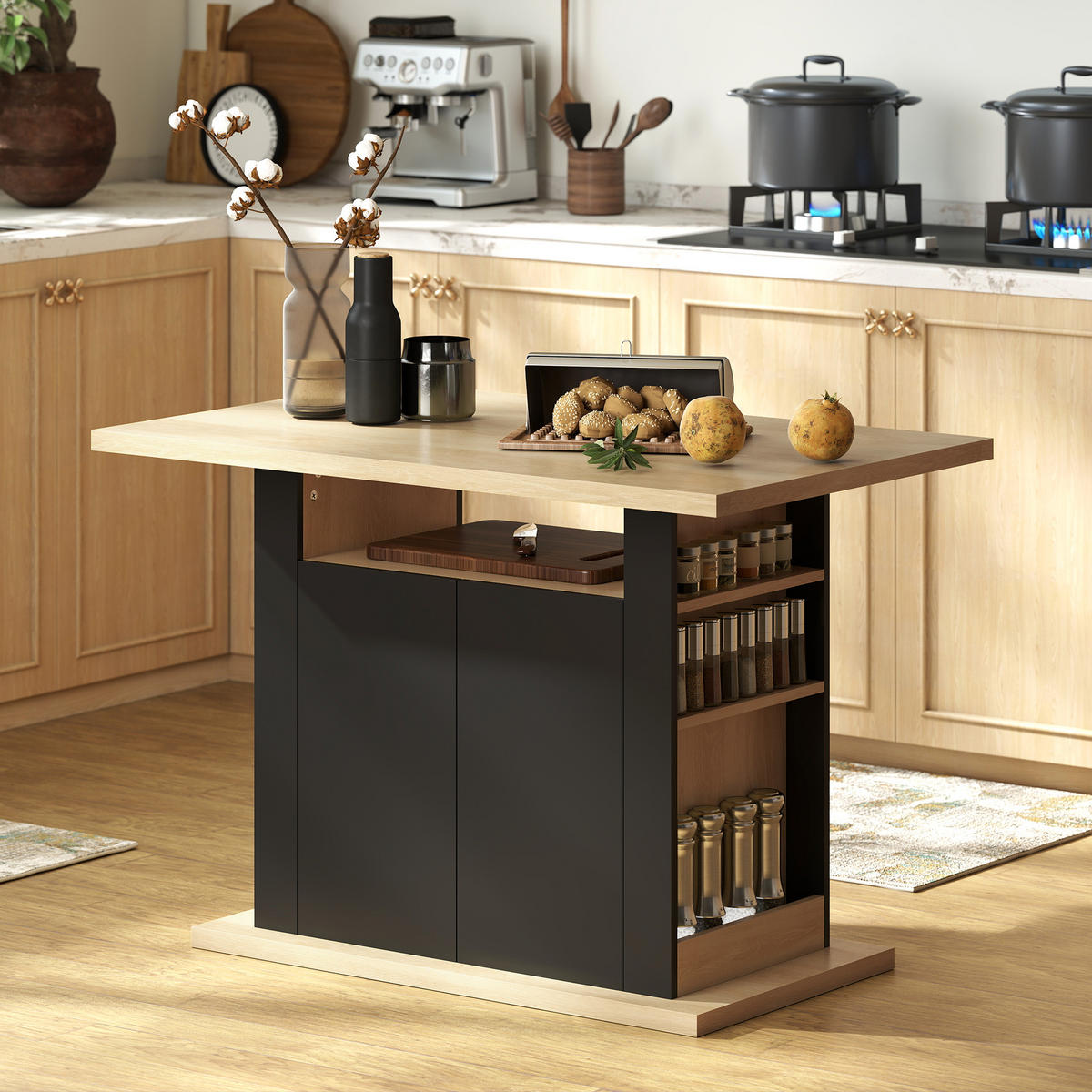 KÜCHENINSEL Schwarz 1 Stück - Schwarz, Holzwerkstoff (70/75.5/110cm) - GiPP