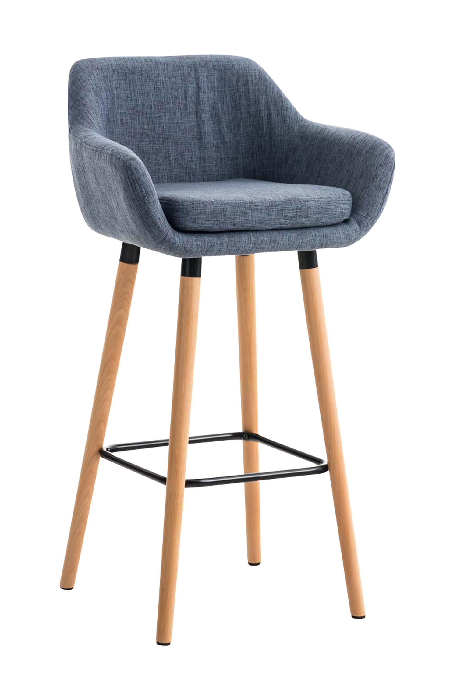 BARHOCKER Grande, Gestell Holz, Stoff Blau - Blau/Braun, Holz/Textil (55/99/46cm) - TPFLiving