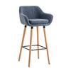 BARHOCKER Grande, Gestell Holz, Stoff Blau - Blau/Braun, Holz/Textil (55/99/46cm) - TPFLiving