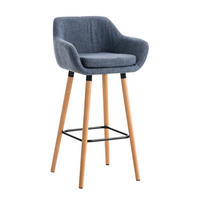 BARHOCKER Grande, Gestell Holz, Stoff Blau - Blau/Braun, Holz/Textil (55/99/46cm) - TPFLiving