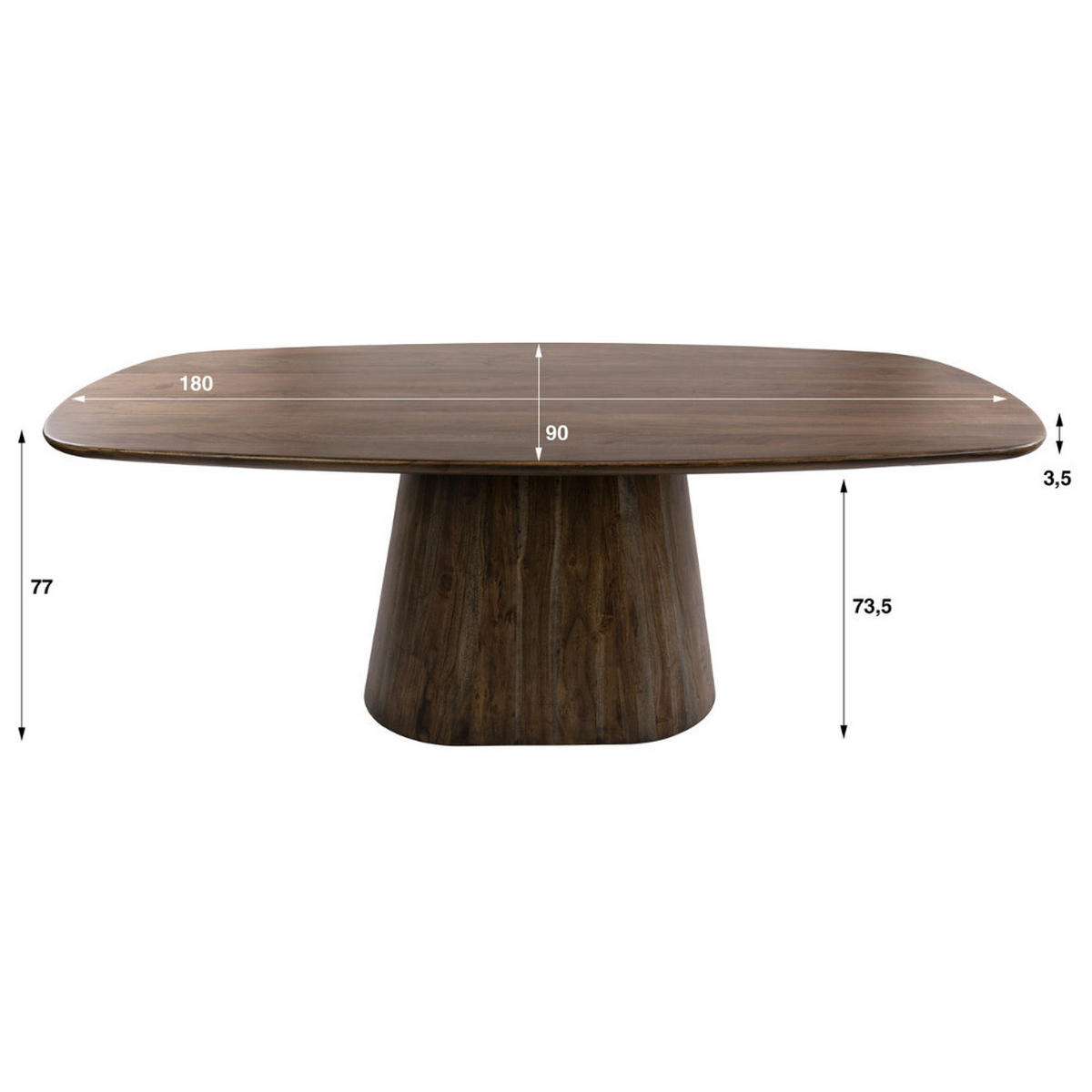ESSTISCH ONDA Braun Oval Akazie Holz 180 cm - Akaziefarben, Holz (180/90/77cm) - alesvelt