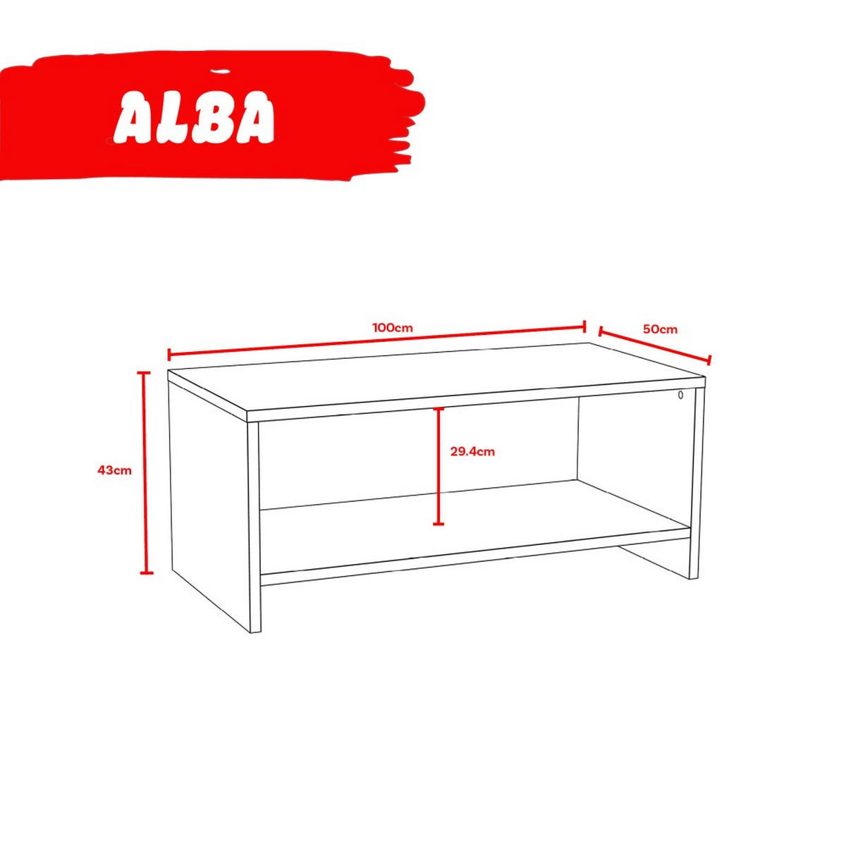 COUCHTISCH ALBA / 100x50cm - Eiche sandgestrahlt - Sonoma Eiche, Holzwerkstoff (100/64/63cm) - Weber Industries